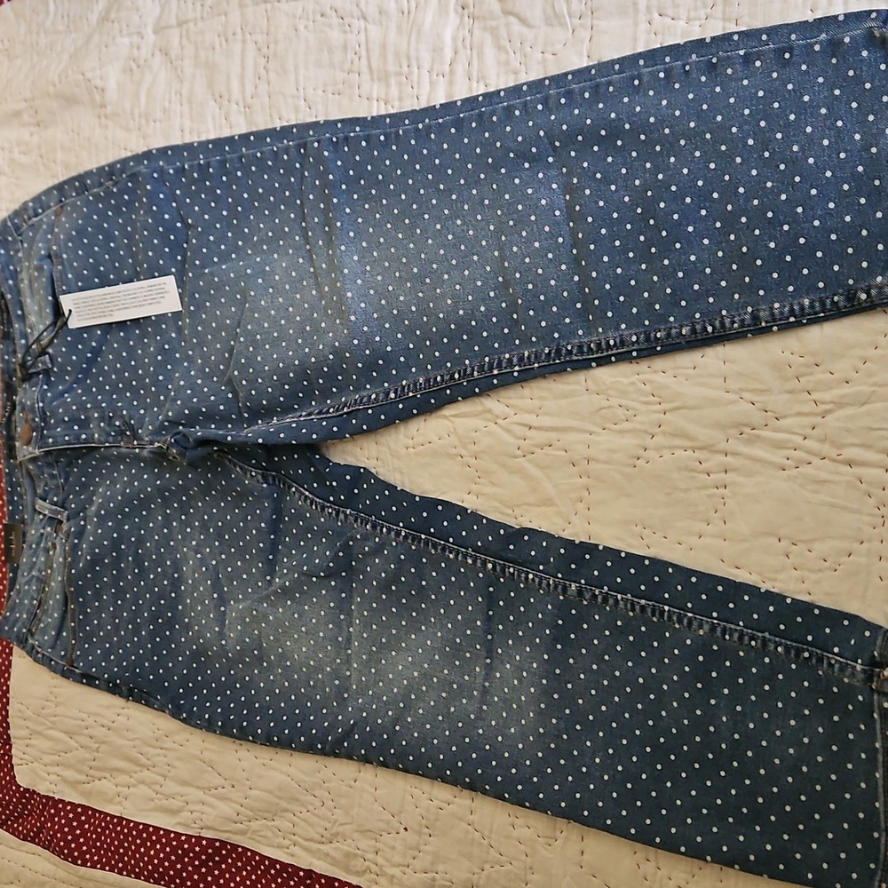NEW Max Jeans Mid-rise Crop Polka Dot Denim Jeans Size 10